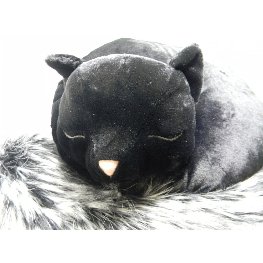 Jellycat Nestie Cat Black Sleeping Kitten Pillow Stuffed Animal Plush 17 in EUC